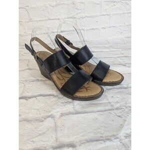 Born Daisy Wedge Sandal Women's Leather Chunky Double Strap Slingback Casual 9.5